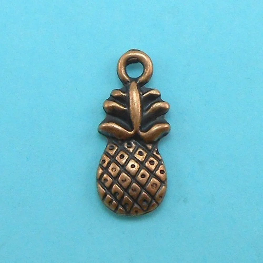 10pcs Pineapple Charms, copper tone metal fruit for‎ jewelry making